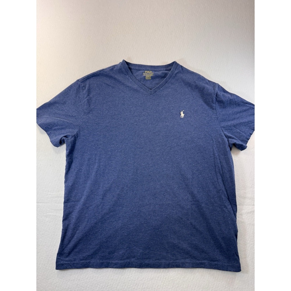 Polo Ralph Lauren Mens V-Neck Classic Fit T Shirt Blue XL Casual Preppy